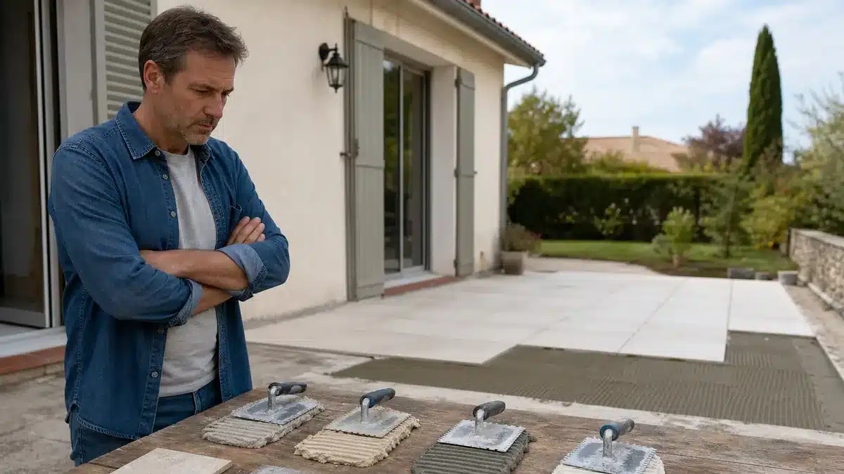 Colle pour carrelage extérieur : classes, supports et critères pour choisir le bon mortier-colle
