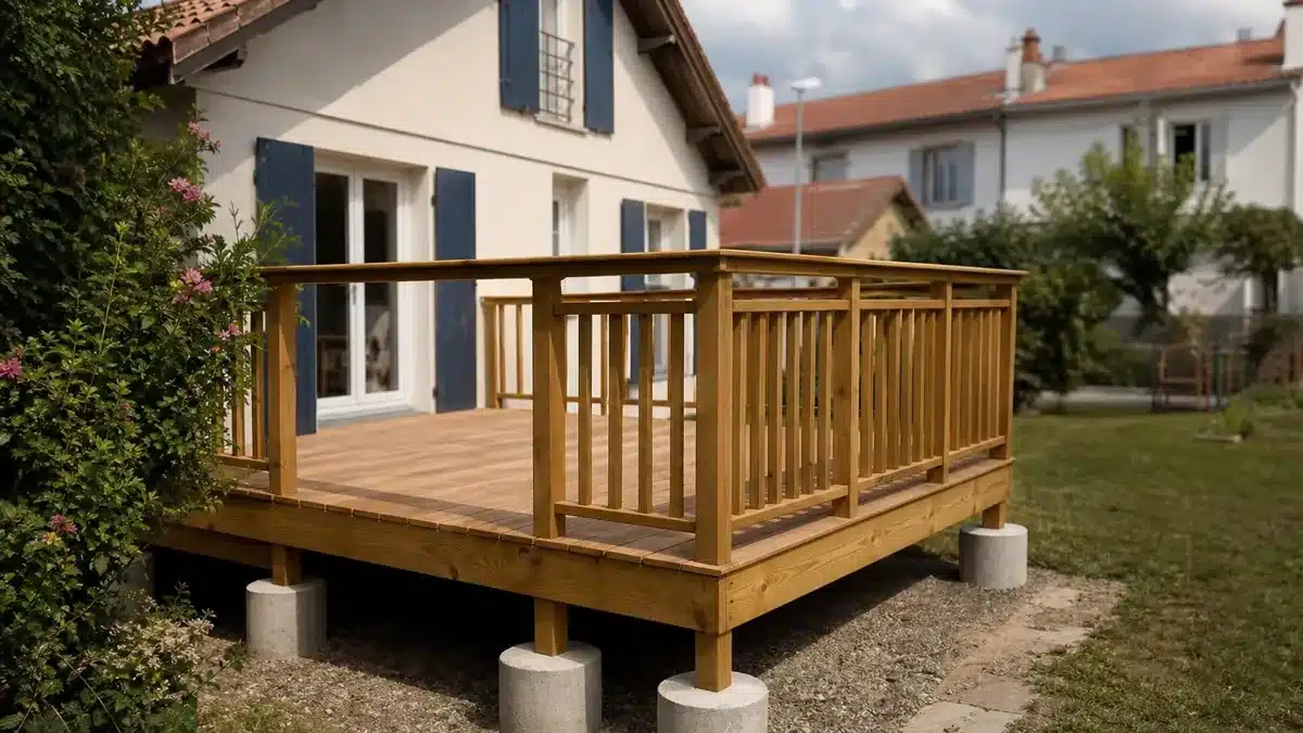 Terrasse en bois sur plots béton : préparation, espacement des appuis et étapes de pose